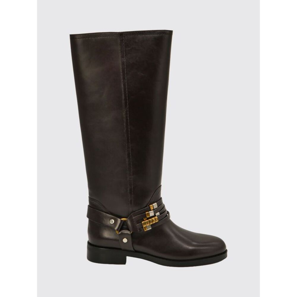 Pinko Women Pinko Embroidered Calfskin Knee-High Boots With Logo